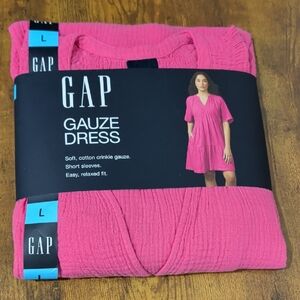 Gap Women's Gauze Tiered Dress Pink Size L Large